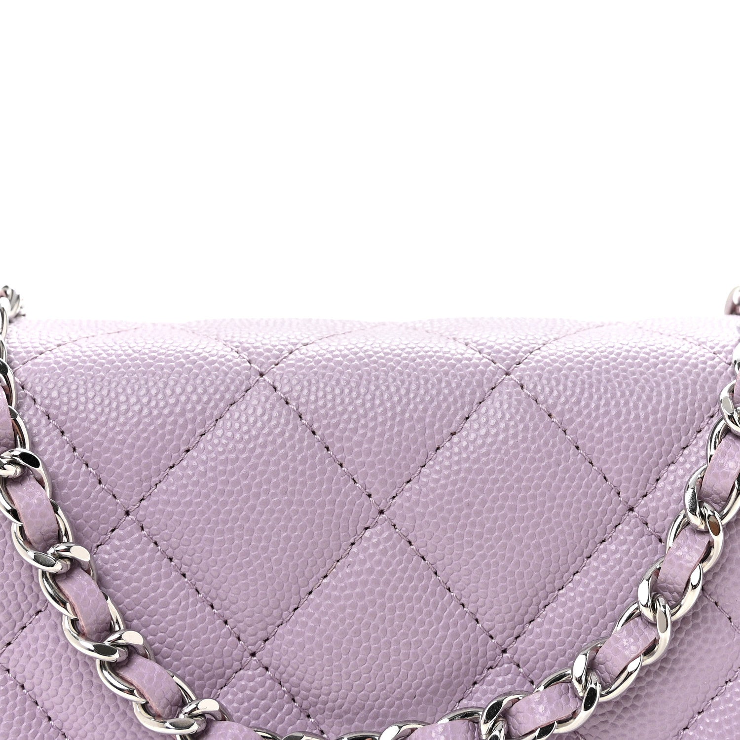 Caviar Quilted CC Logo Wallet on Chain WOC Purple