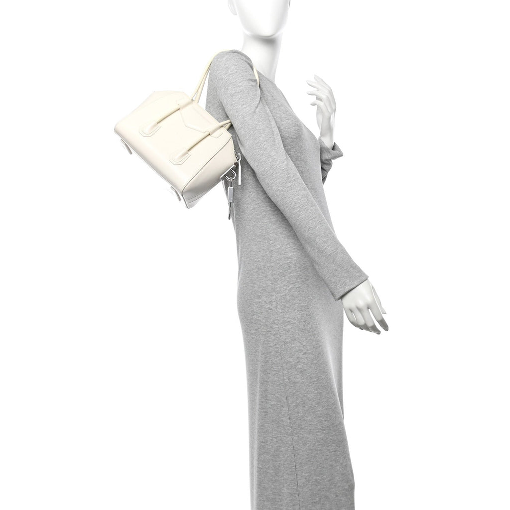 Box Calfskin Mini Lock Antigona Shoulder Bag Ivory