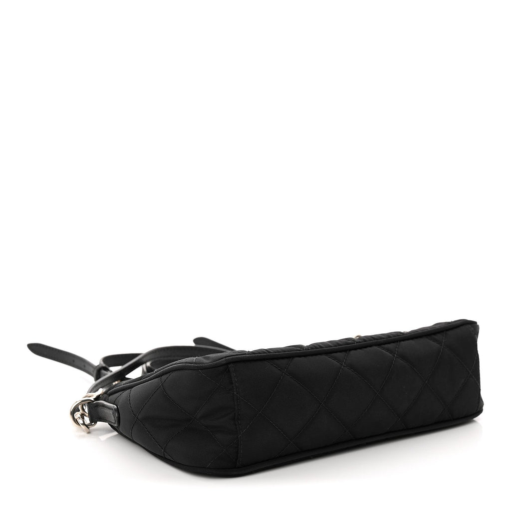 Nylon Tessuto Impuntu Quilted Crossbody Bag Black