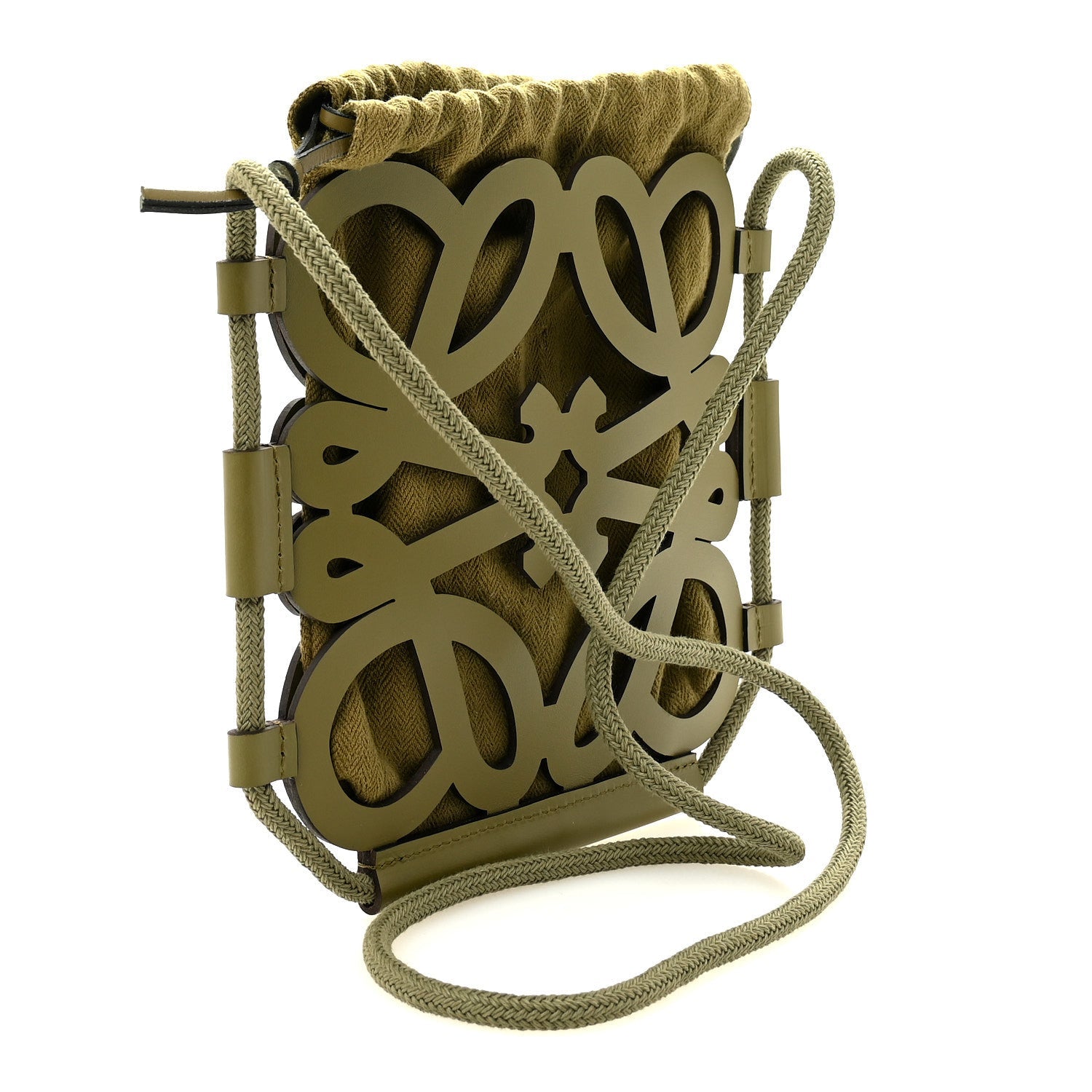 Smooth Calfskin Paula's Ibiza Small Anagram Cutout Tote Olive