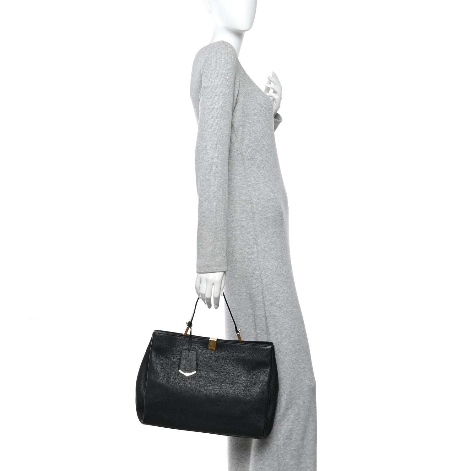 Calfskin Le Dix Soft Cabas M Shoulder Bag Black