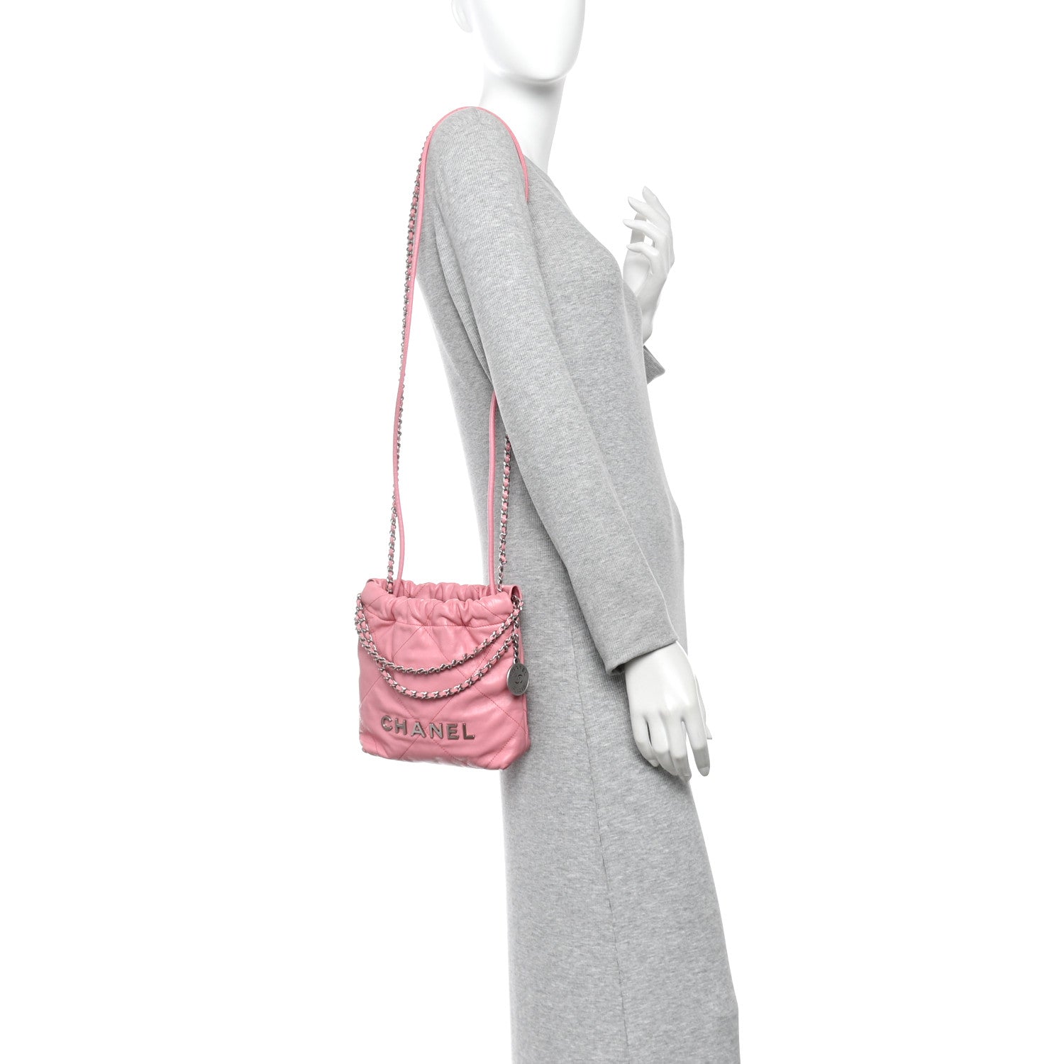 Shiny Calfskin Quilted Mini Chanel 22 Pink