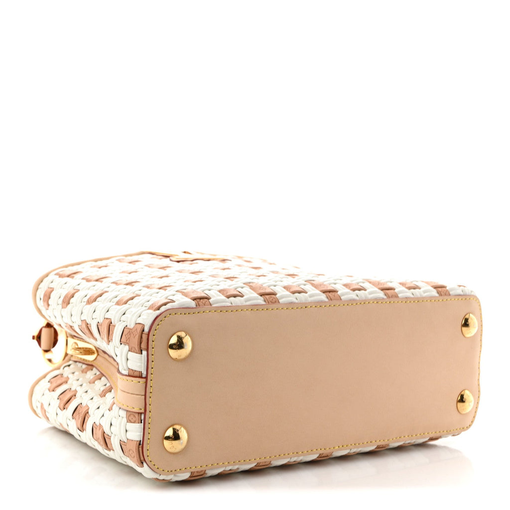 Woven Calfskin Heavenly Capucines BB White Natural
