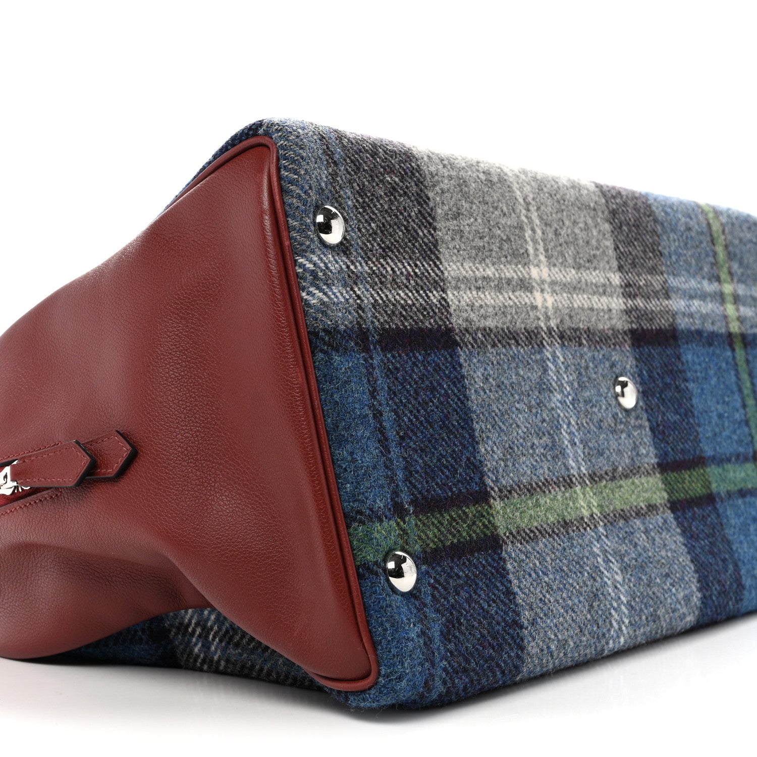 Evercolor Wool Tweed Tartan Galop d'Hermes Fourre Tout 50 Rouge H Bleu De Malte