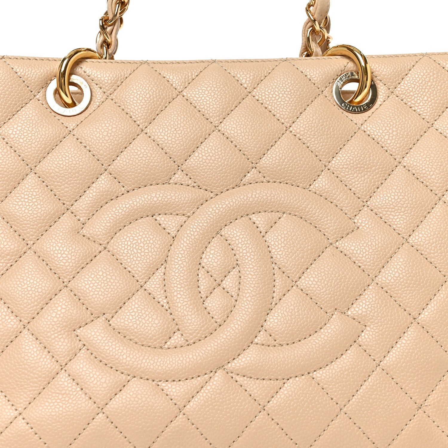 Caviar Quilted Grand Shopping Tote GST Beige Clair
