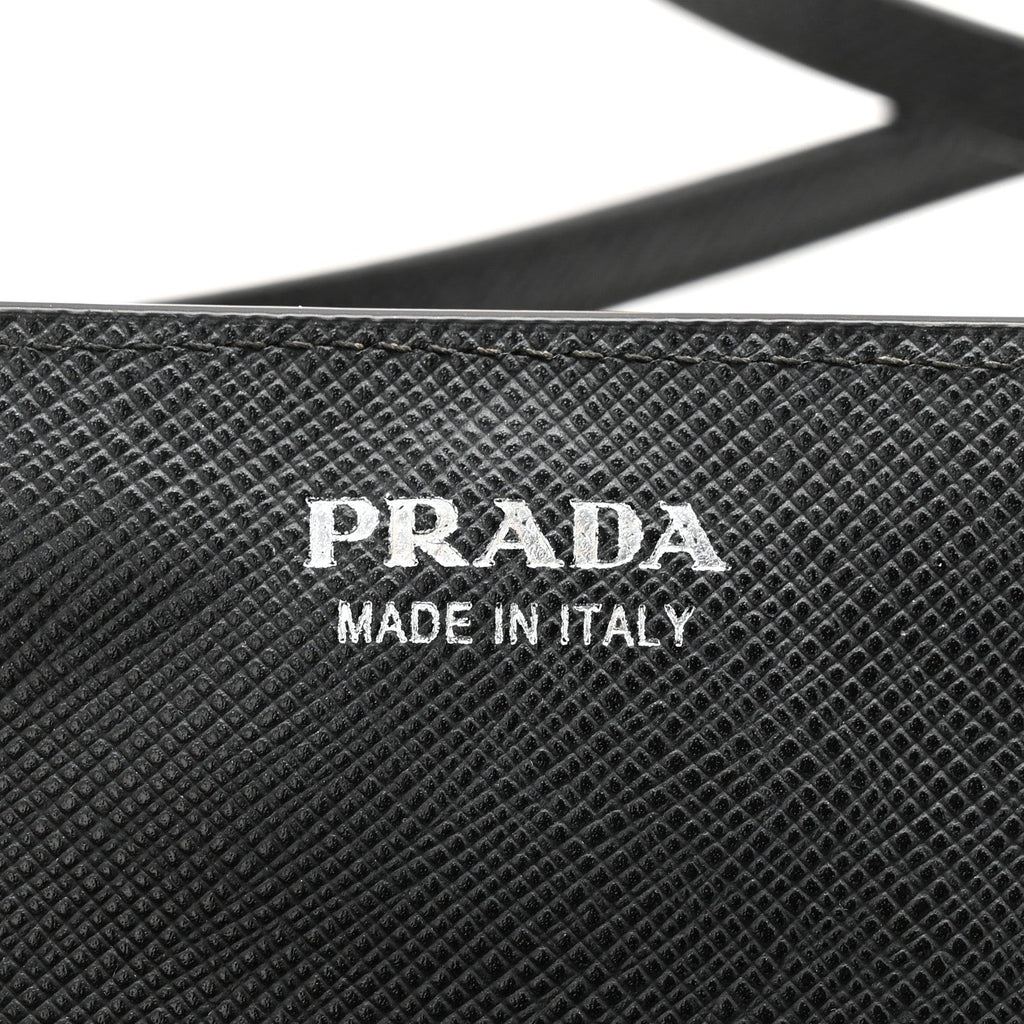 Saffiano Metal Flap Wallet With Strap Black