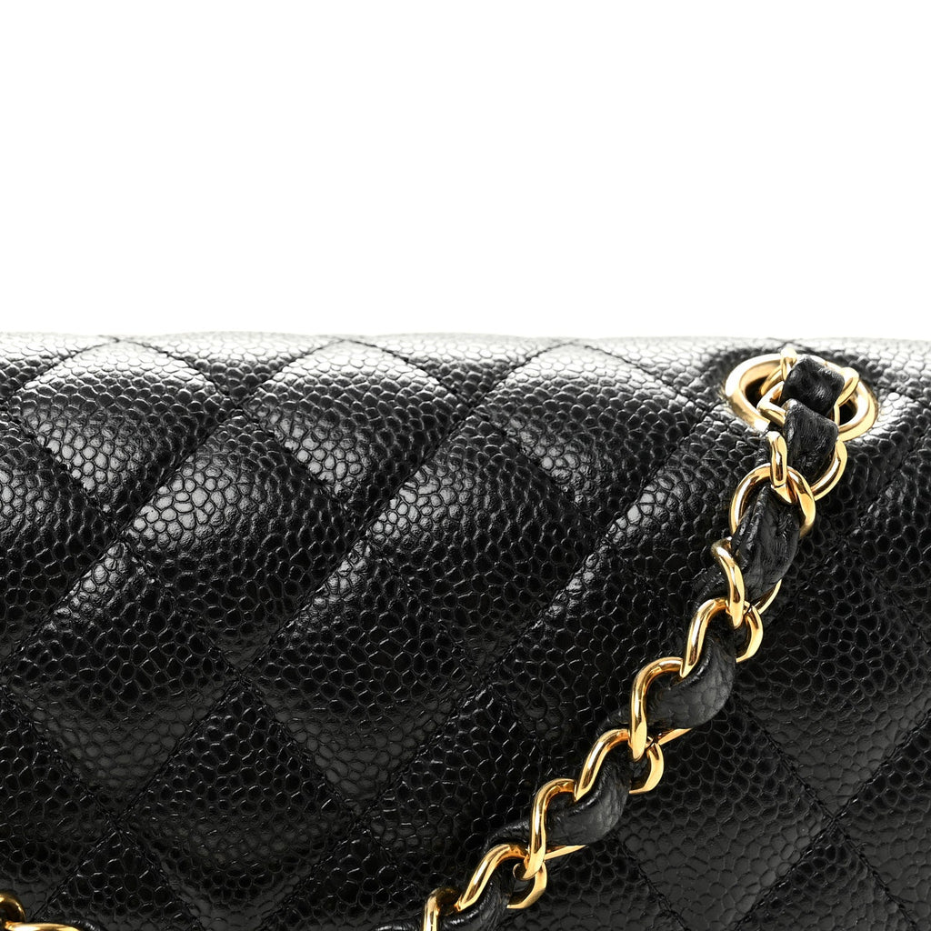 Caviar Quilted Small Double Flap Black