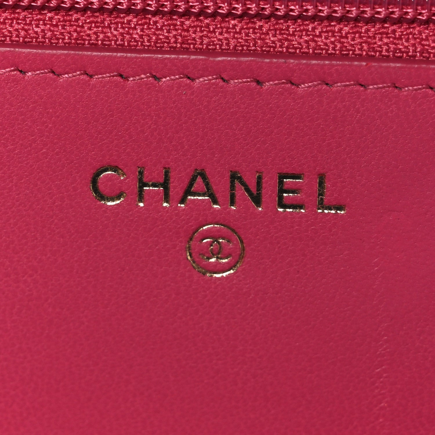 Lambskin Chevron Quilted Trendy CC Wallet On Chain WOC Dark Pink