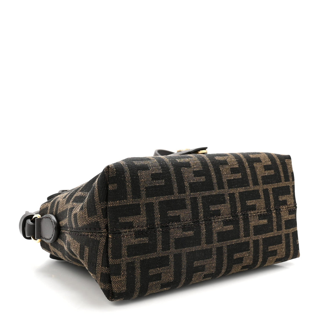 Vitello Grace Jacquard FF Mini By The Way Boston Bag Tobacco Moro Ebano