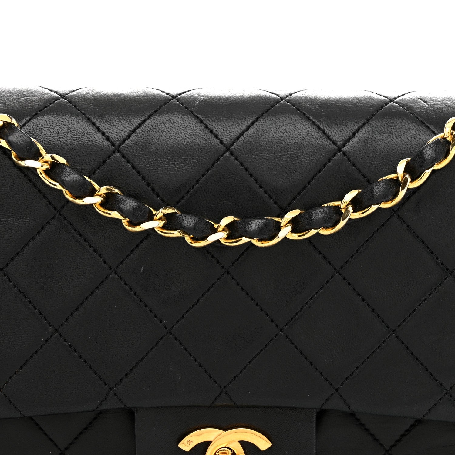 Lambskin Quilted Small Double Flap Black