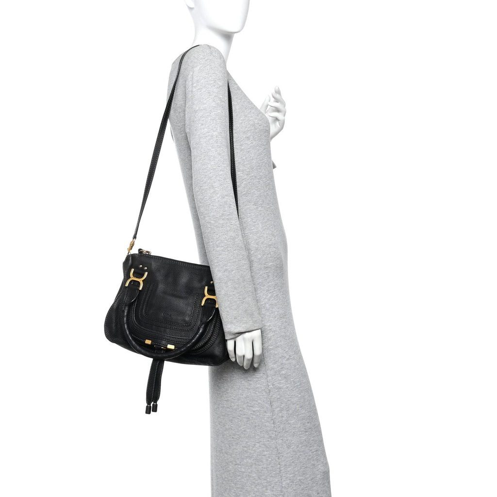 Calfskin Medium Marcie Satchel Black