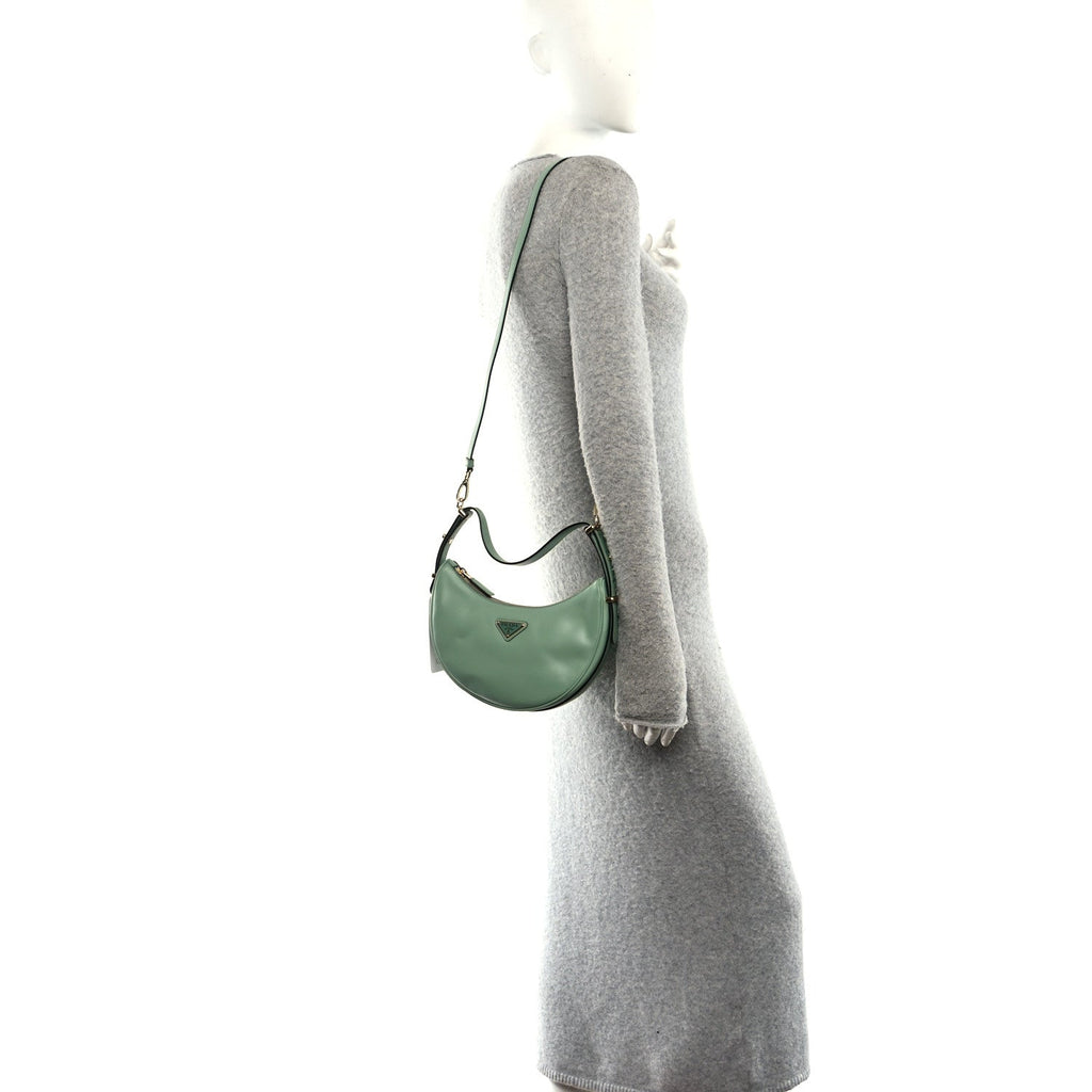 Soft Calfskin Arque Shoulder Bag Acquamarina