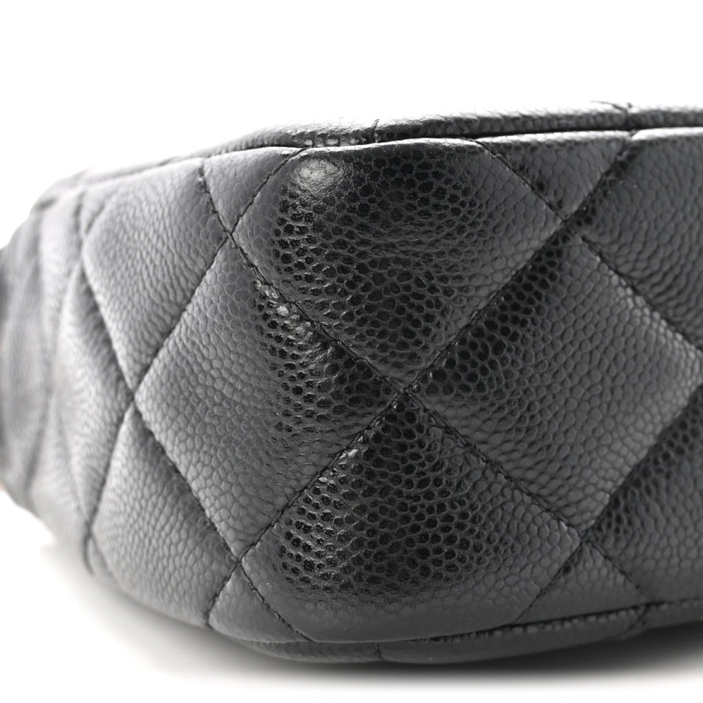 Caviar Quilted Purse With Chain Black