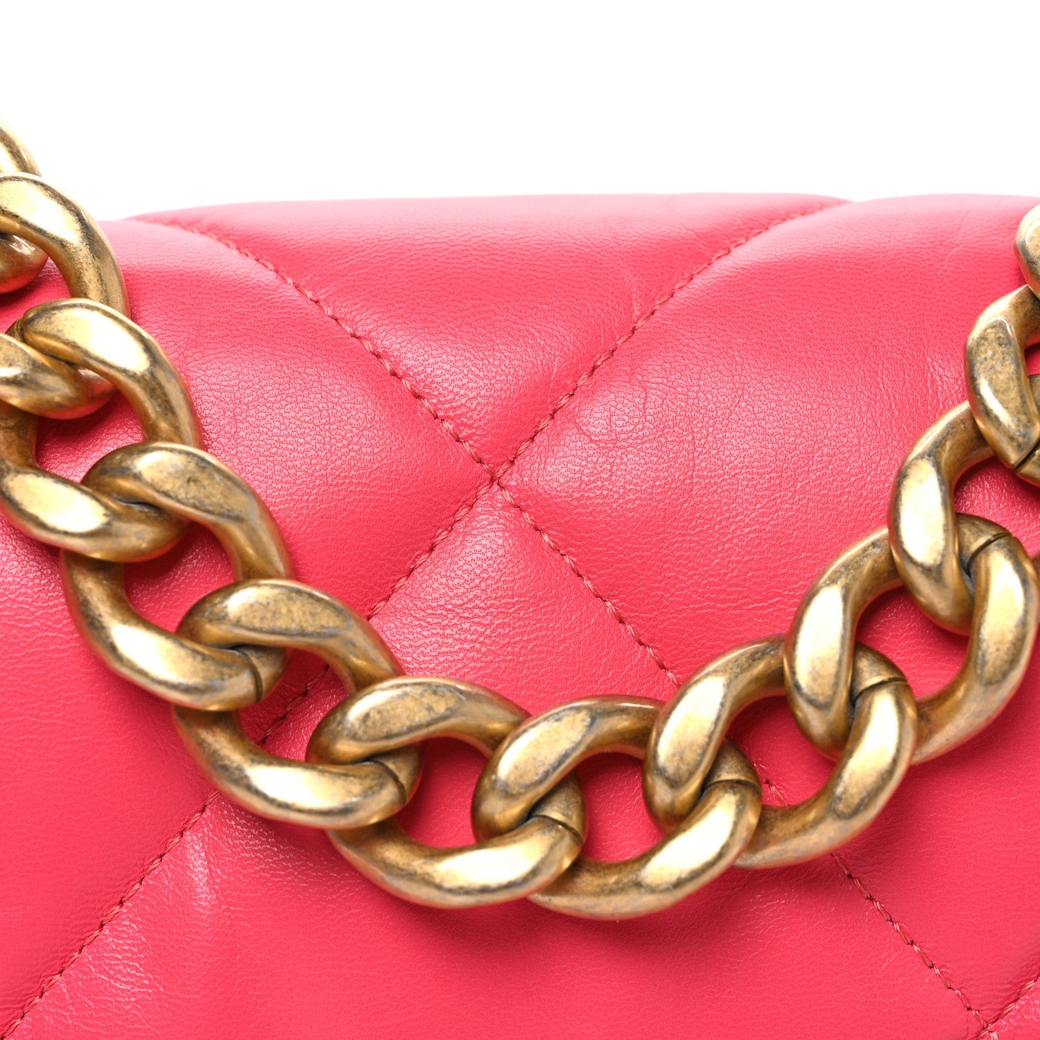 Lambskin Quilted Large Chanel 19 Flap Dark Pink