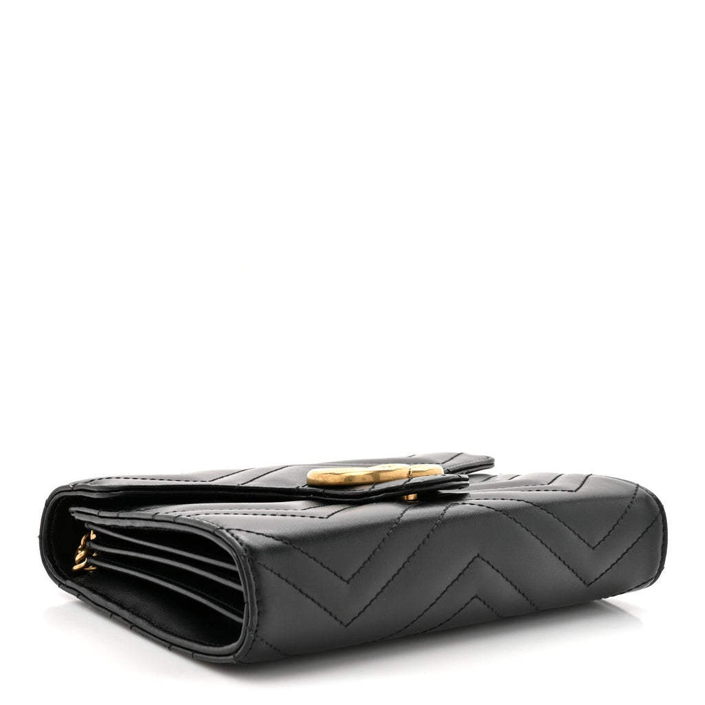 Calfskin Matelasse GG Marmont Chain Wallet Black