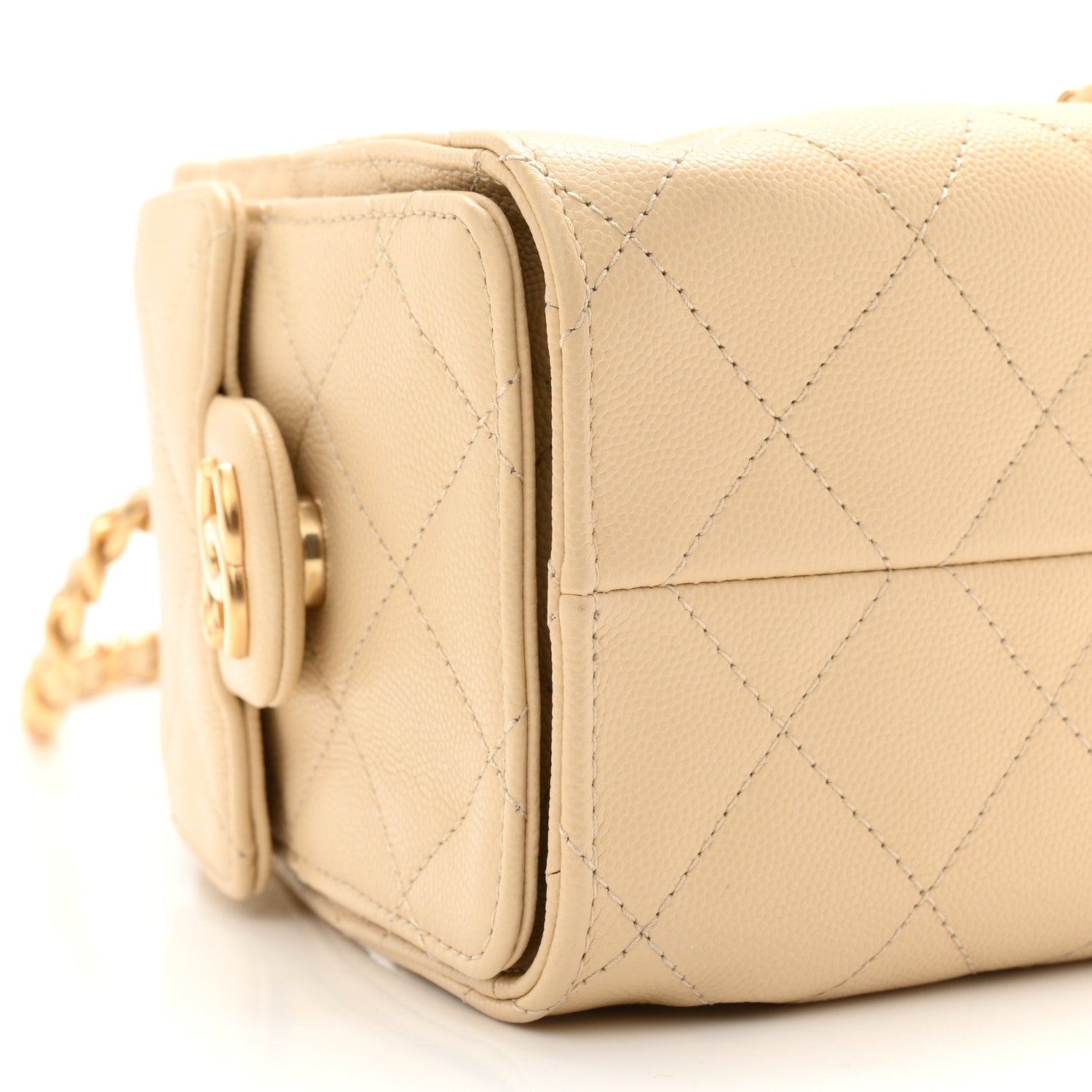 Caviar Quilted Mini Chanel 25 Handbag Beige