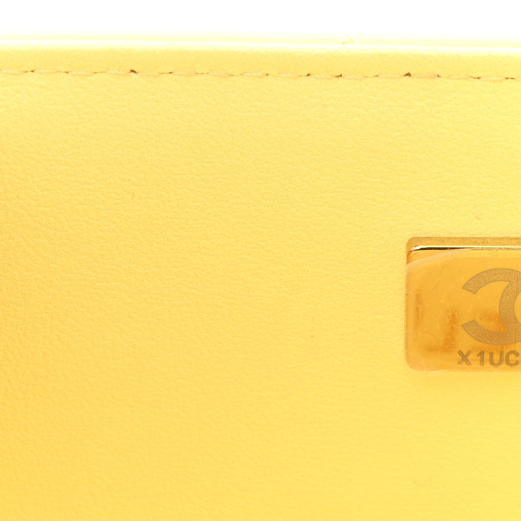 Lambskin Quilted Mini Chain Top Handle Rectangular Flap Light Yellow