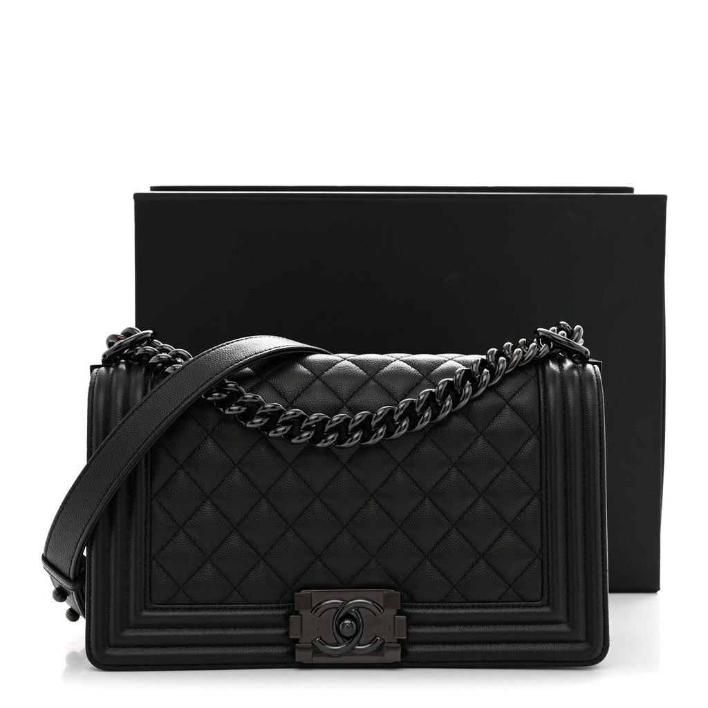 Caviar Quilted Medium Boy Flap So Black