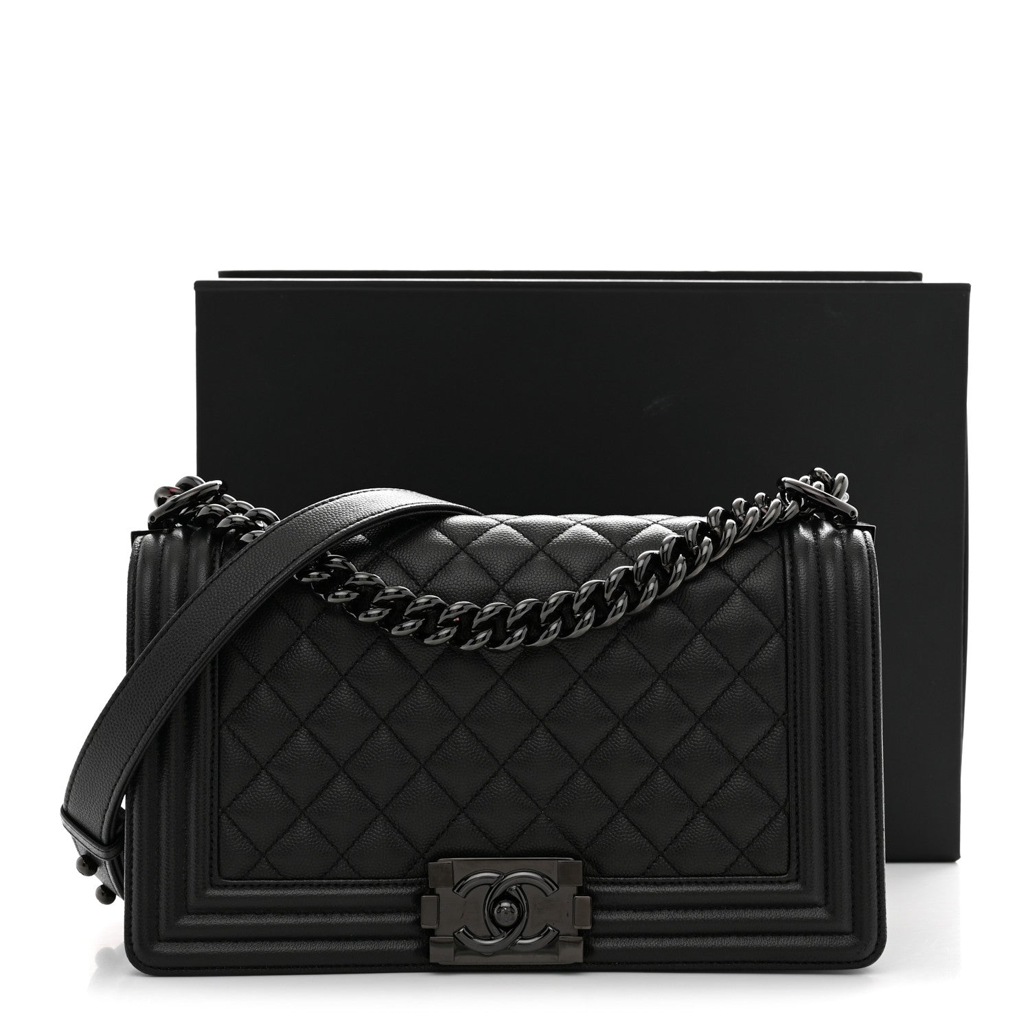 Caviar Quilted Medium Boy Flap So Black