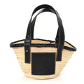 Raffia Small Basket Tote Bag Natural Black