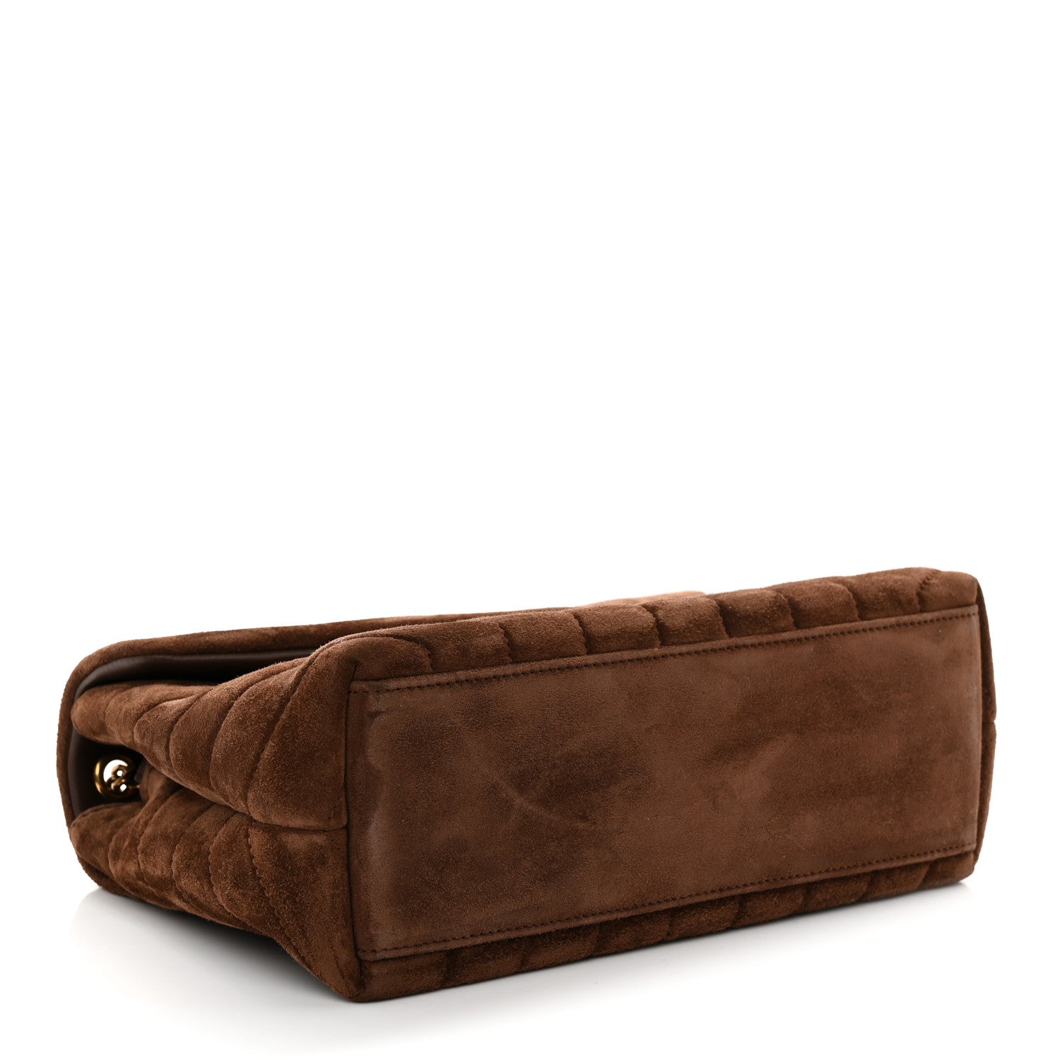 Suede Calfskin Y Quilted Monogram Small Loulou Chain Satchel Bark Brown