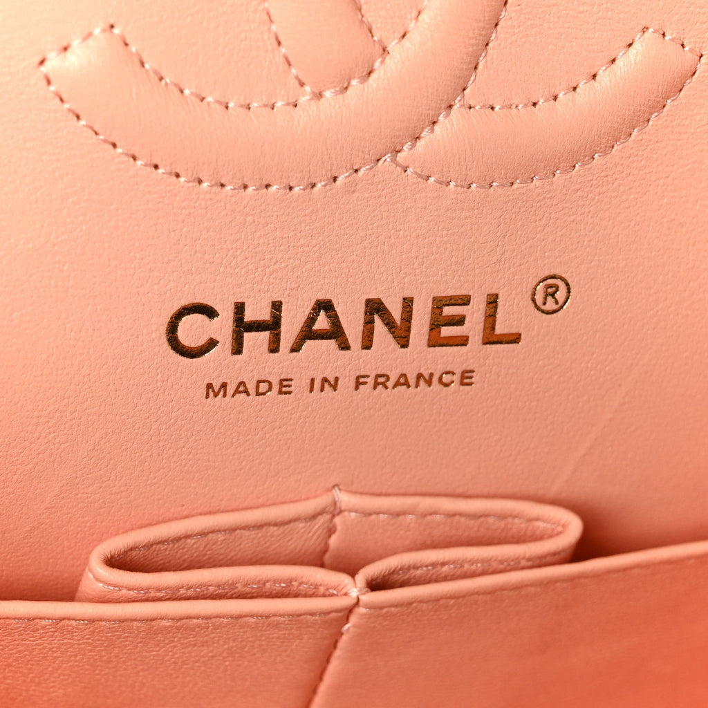 Lambskin Quilted Small Double Flap Light Orange