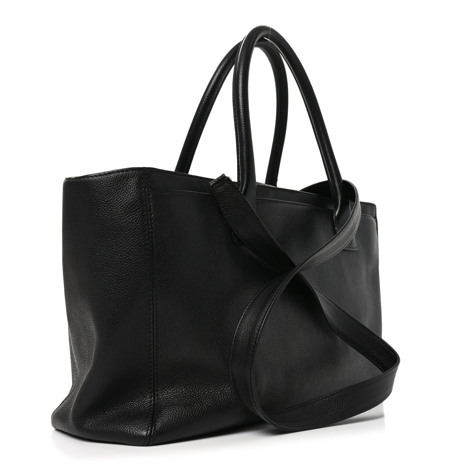 Calfskin Cerf Executive Shopper Tote Black