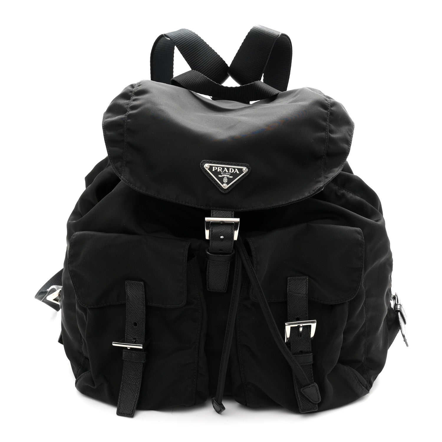 Re-Nylon Vela Saffiano Medium Backpack  Black