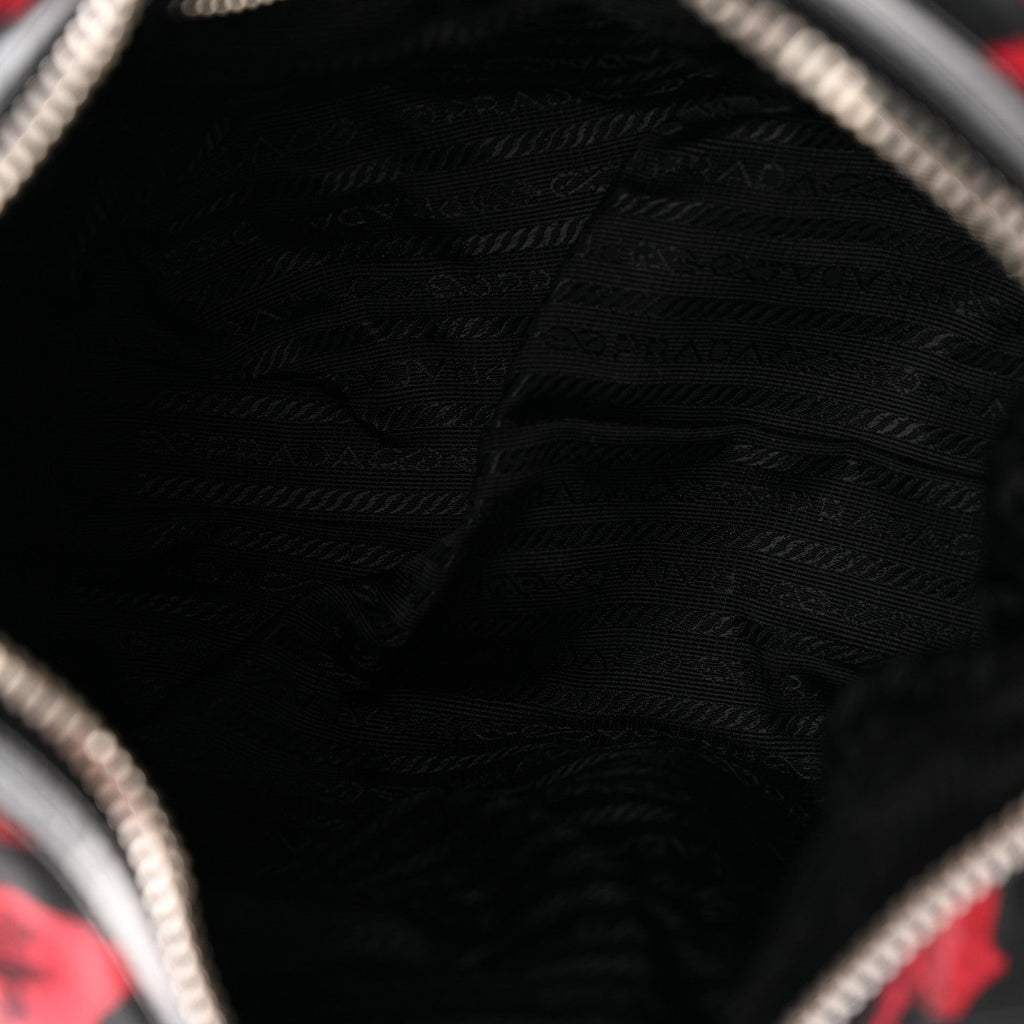 Tessuto Nylon Rose Shoulder Bag Black Rosso