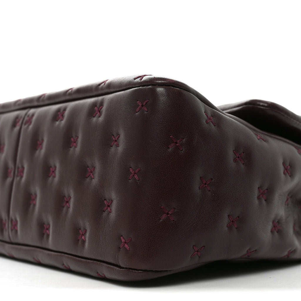 Lambskin Cross Stitch Small Coco Handle Flap Burgundy