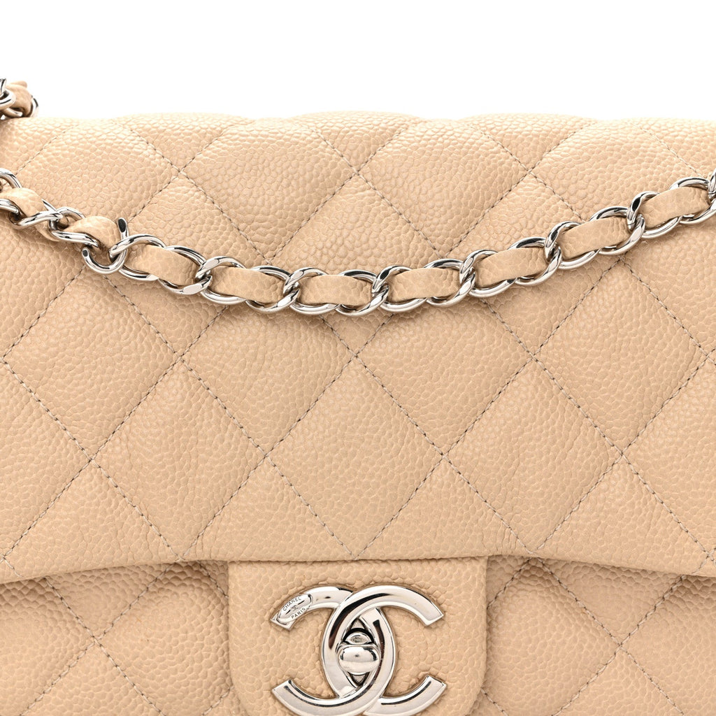 Caviar Quilted Medium Easy Flap Beige