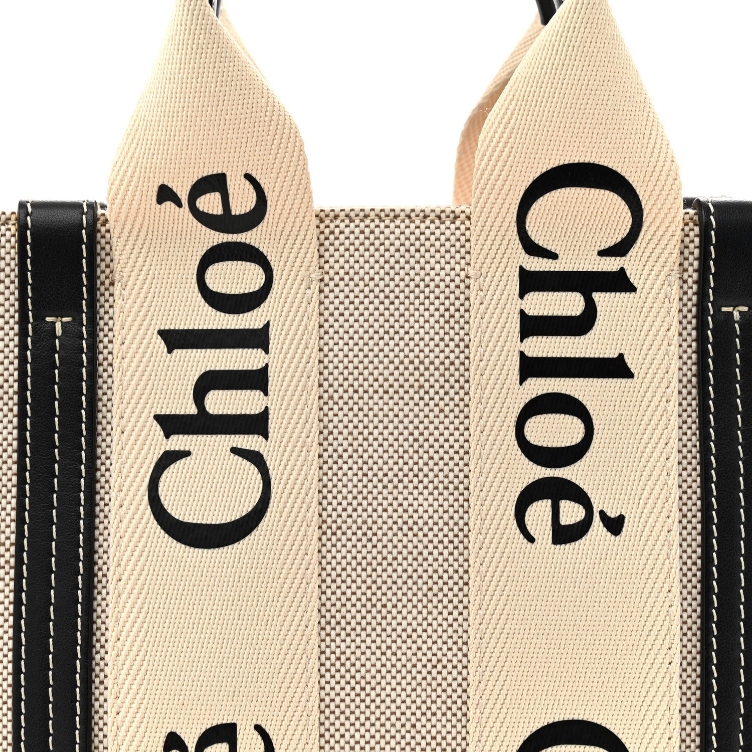 Cotton Calfskin Small Woody Ribbon Tote White Blue
