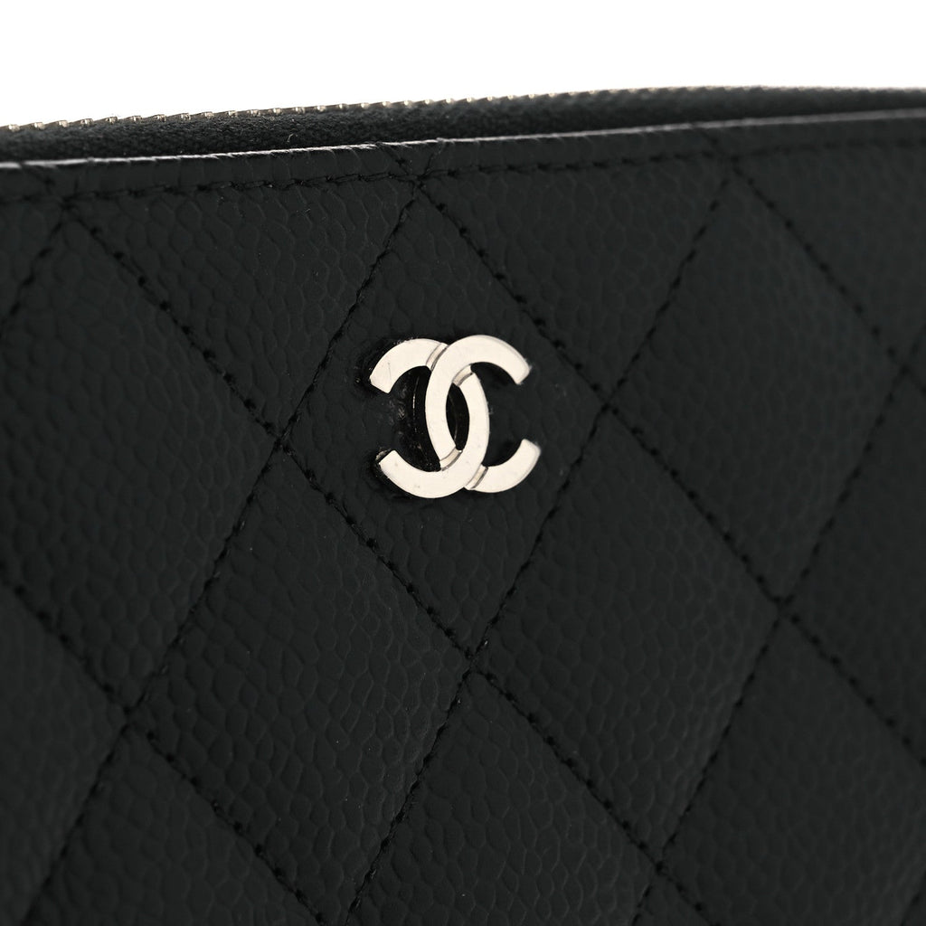 Caviar Quilted Large Gusset Zip Around Wallet Black