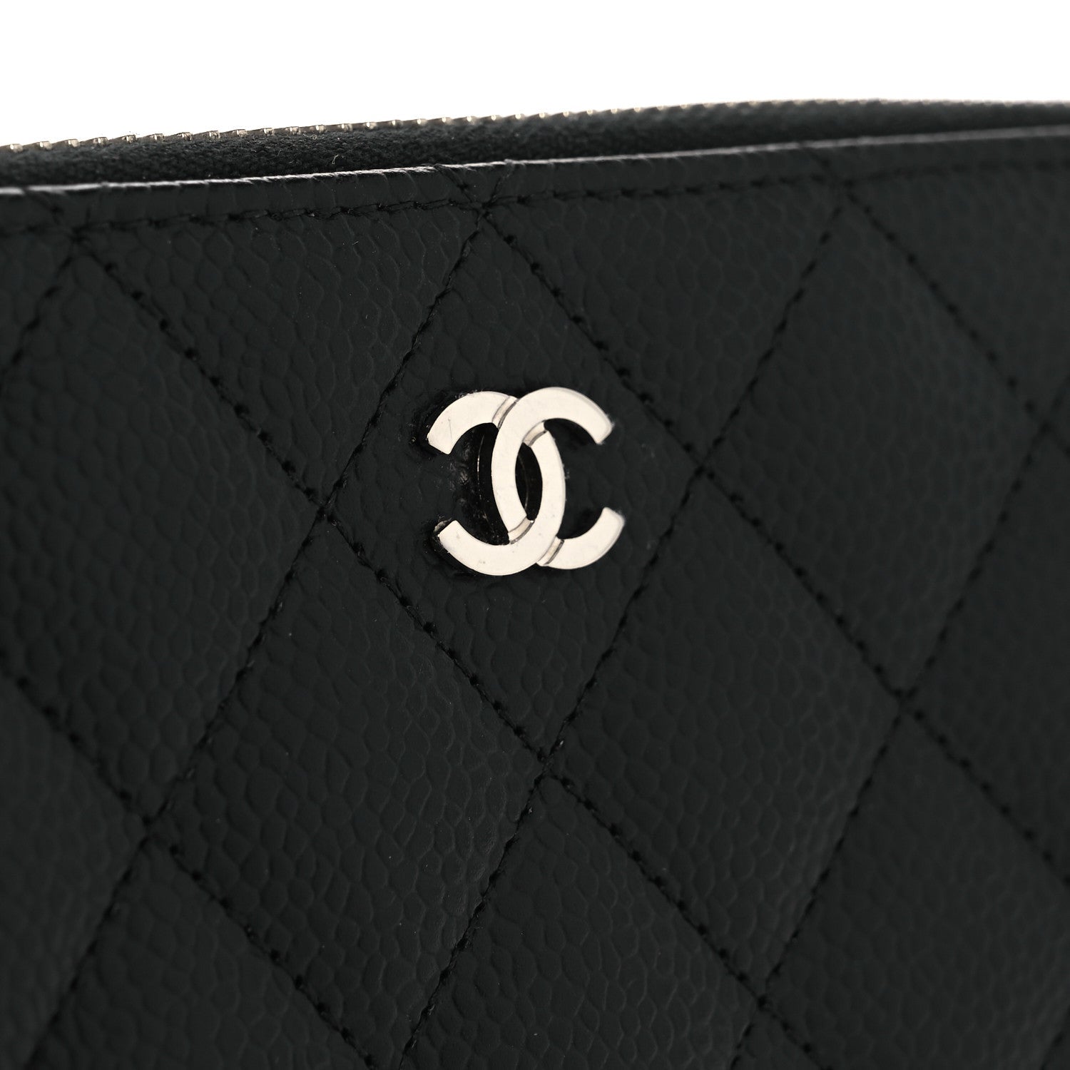 Caviar Quilted Large Gusset Zip Around Wallet Black