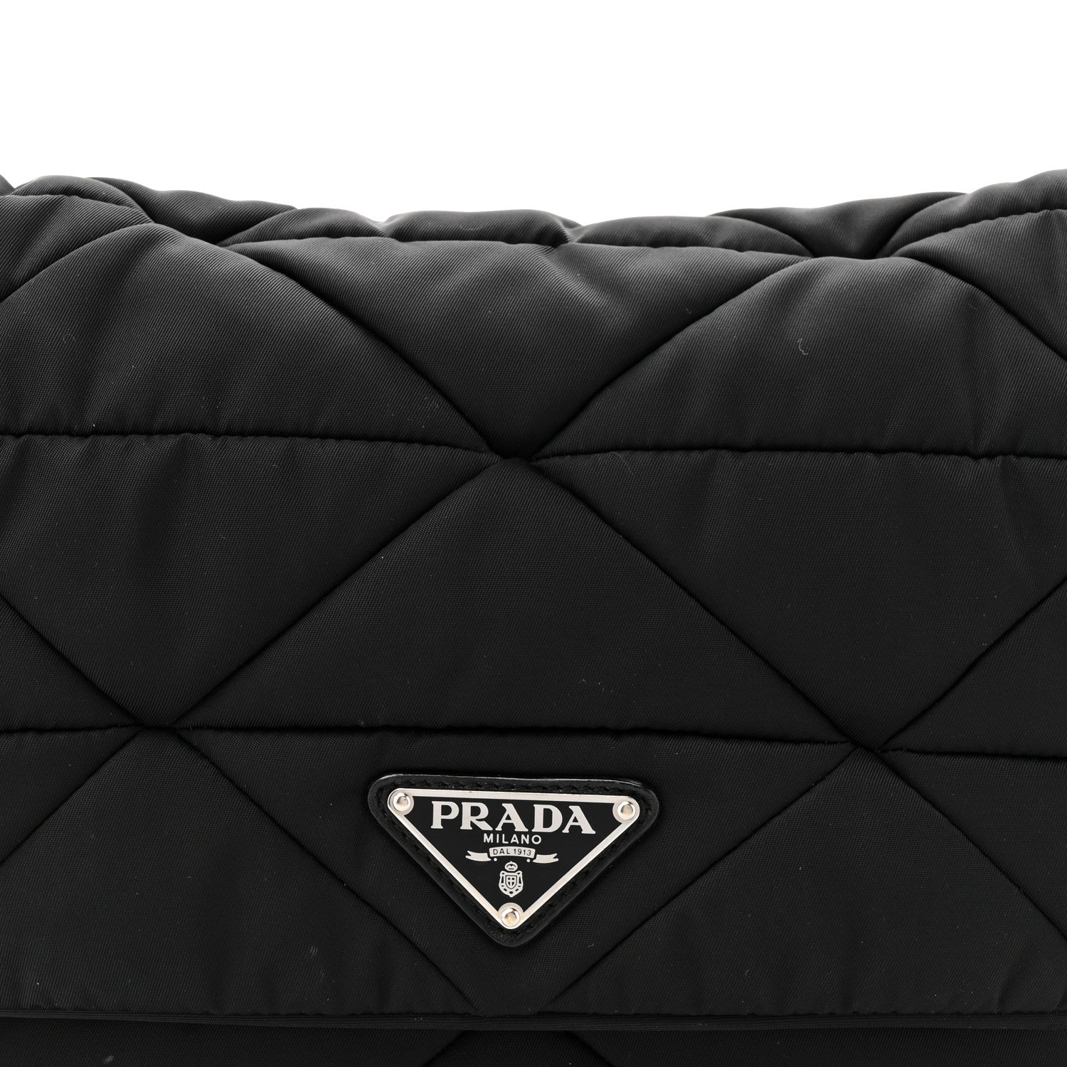 Re-Nylon Quilted Padded Flap Shoulder Bag Black