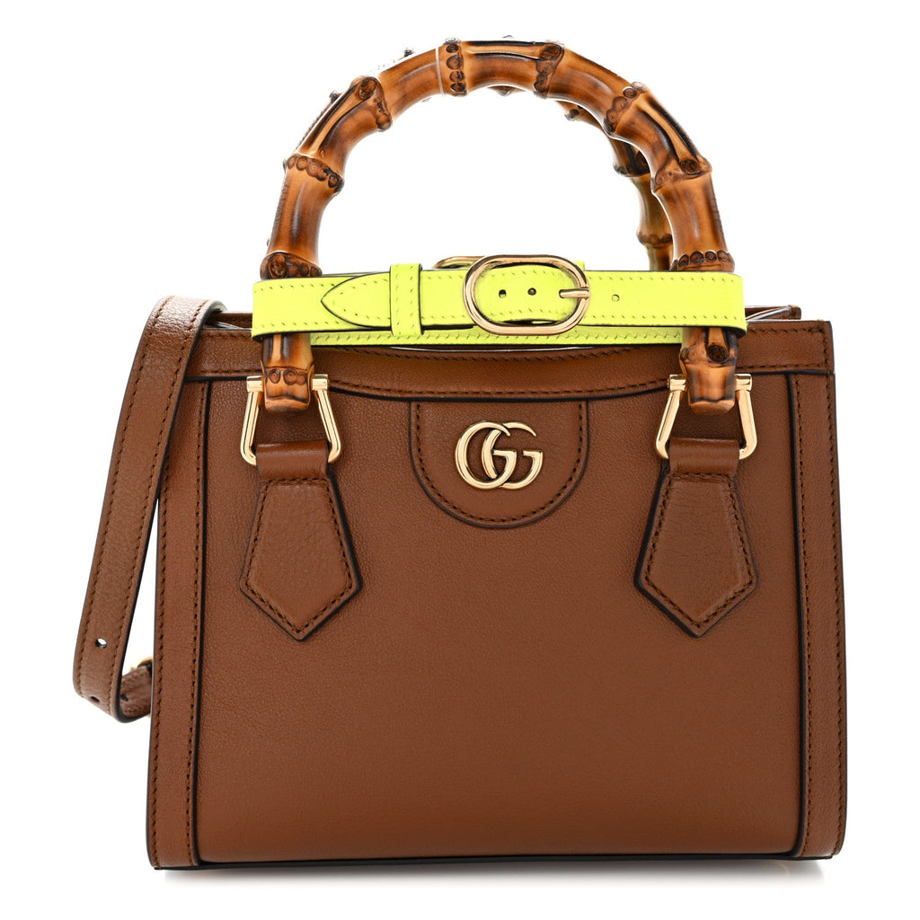 Wonka Grain Calfskin Mini Diana Tote Bag Cuir Yellow Fluo