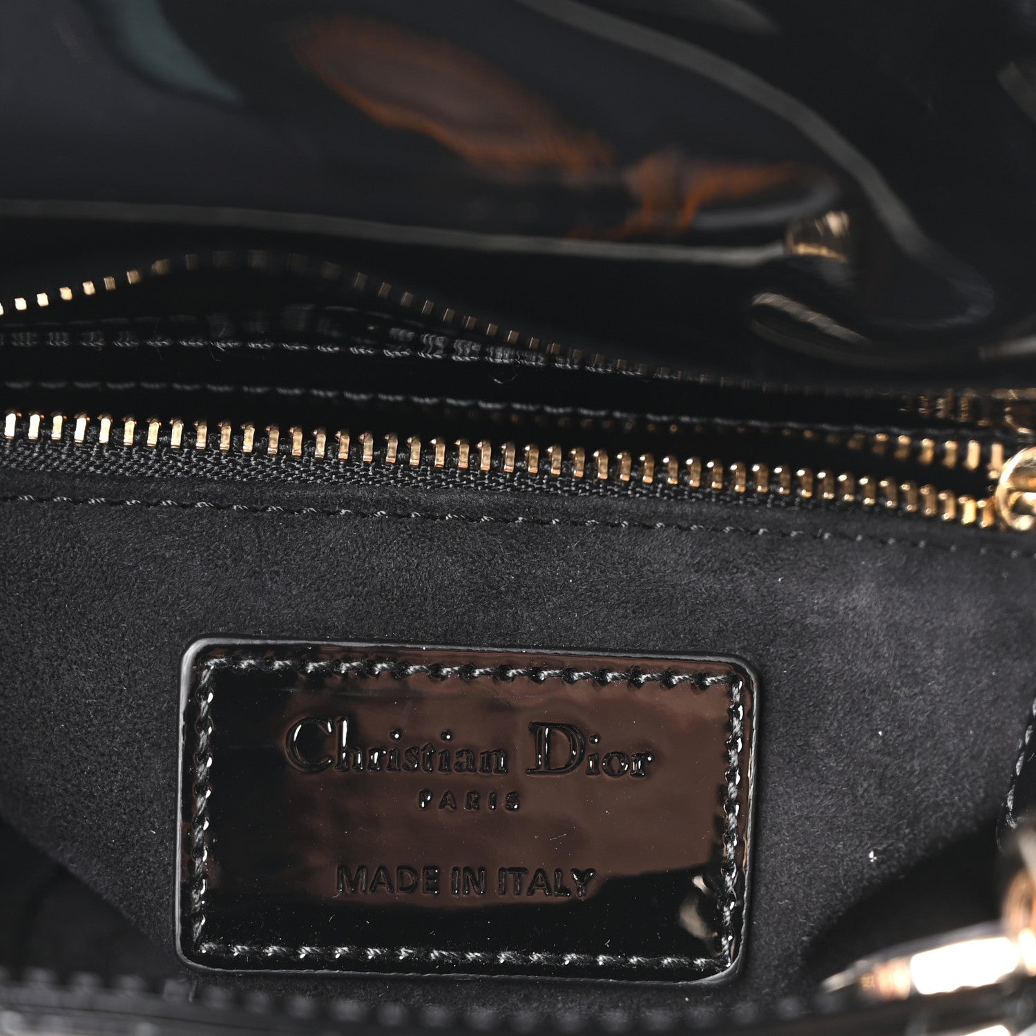 Patent Cannage Mini Lady Dior Black