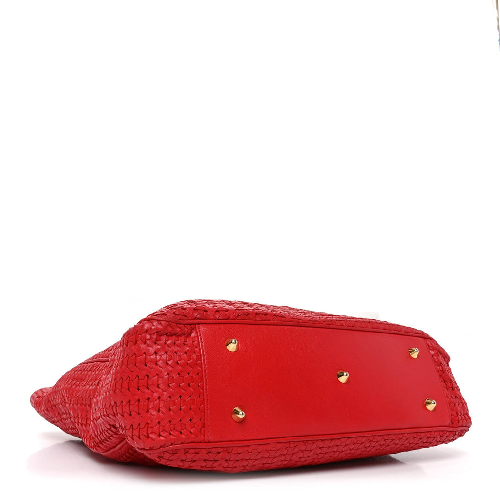 Lambskin Woven Large Dior Soft Tote Rouge Moyen