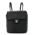 Calfskin Chevron Quilted Large Urban Spirit Backpack Black