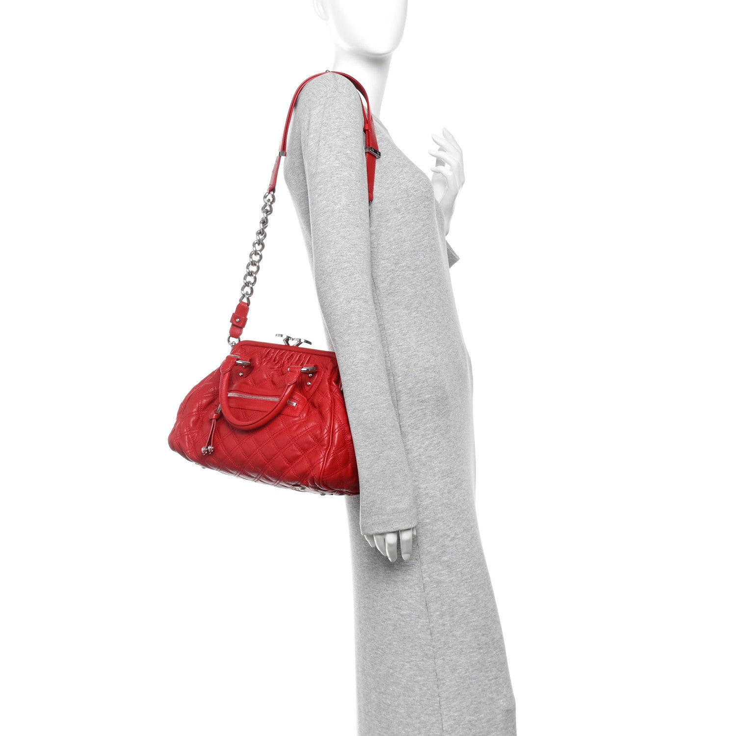 Calfskin Quilted Leather Stam Bag Red