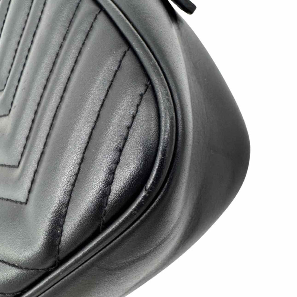 GUCCI Matelasse Chevron Marmont Small Crossbody Black