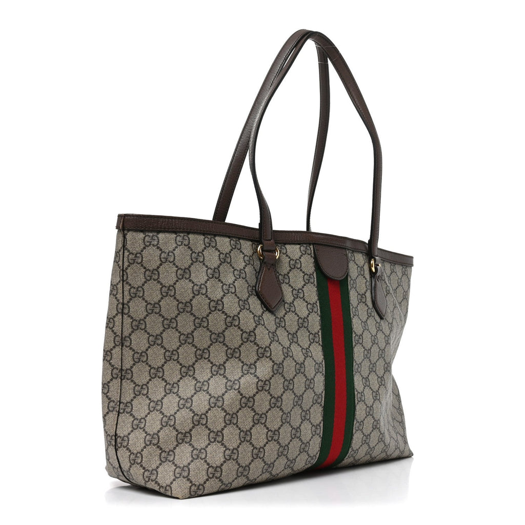GG Supreme Monogram Medium Ophidia Shopping Tote Brown