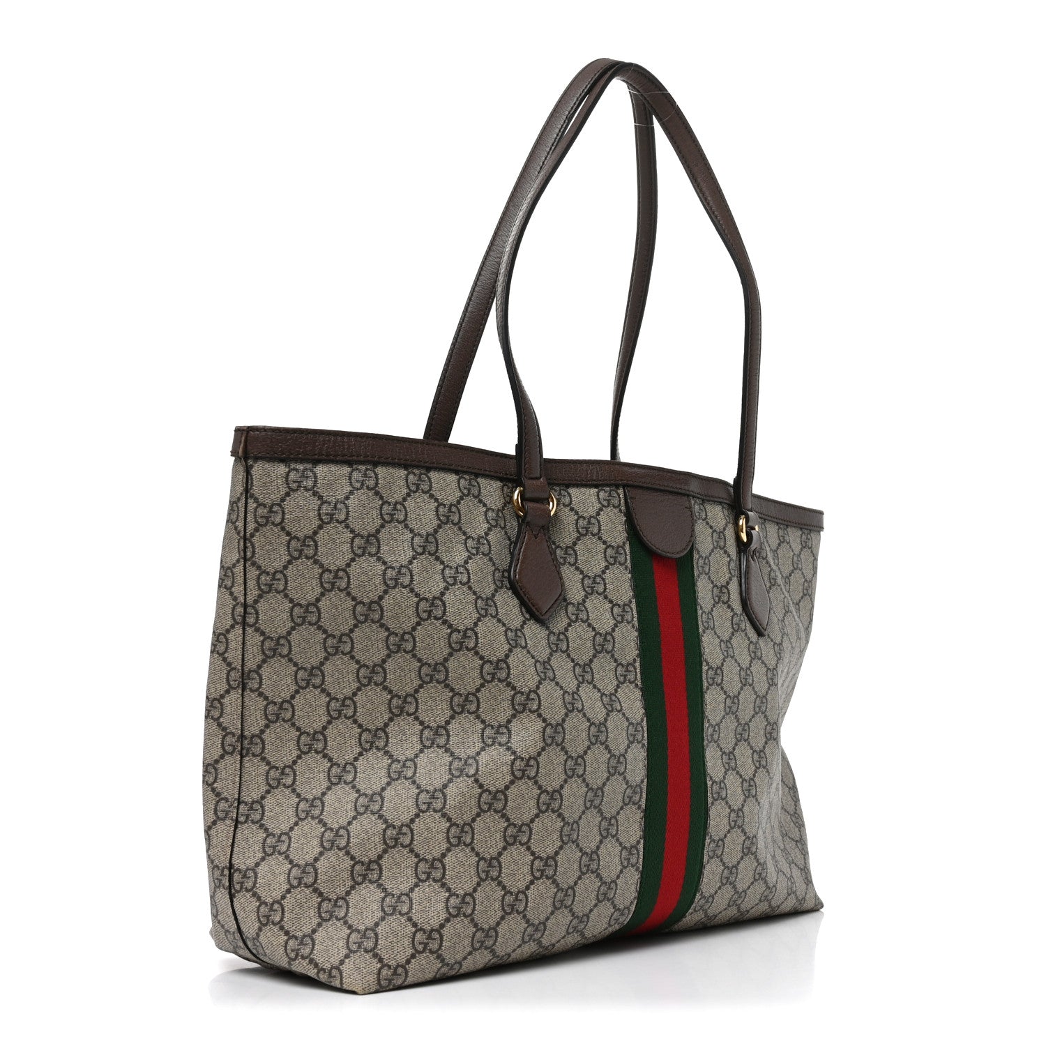 GG Supreme Monogram Medium Ophidia Shopping Tote Brown