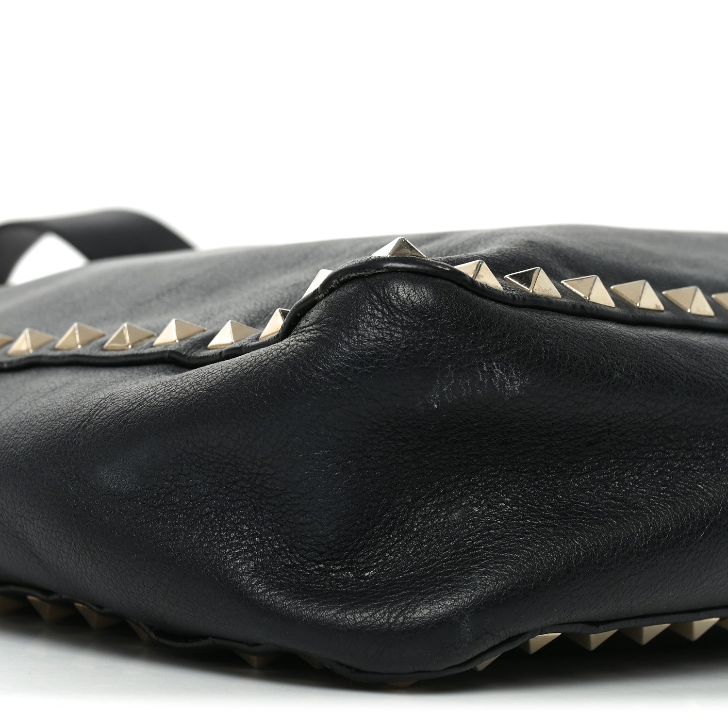 Vitello Calfskin Small Rockstud Flip-Lock Messenger Bag Black