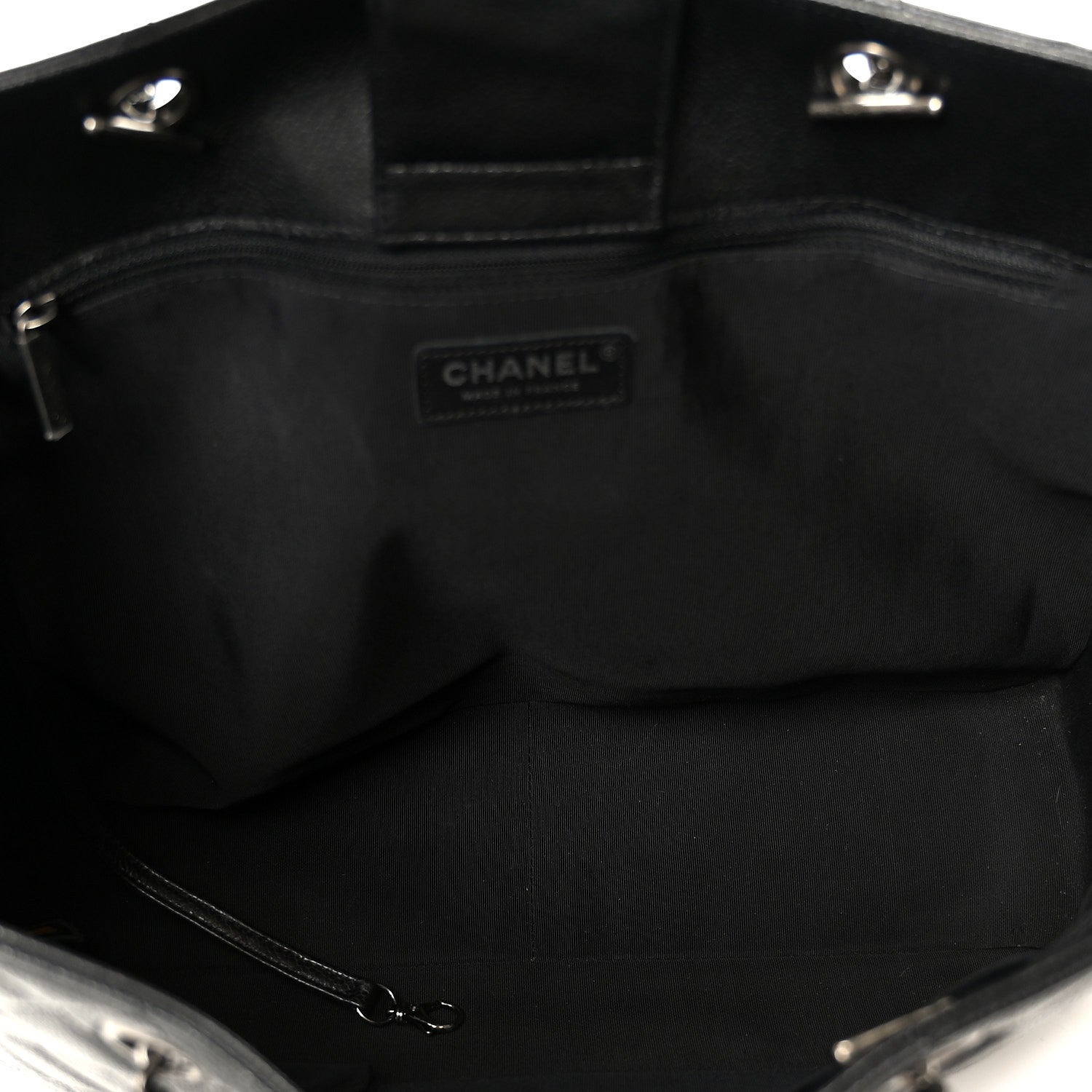 Calfskin Quilted Large CC Shopping Tote Black