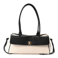 Grained Calfskin Boucle Urban Essentials Small Shopping Bag Ecru Black