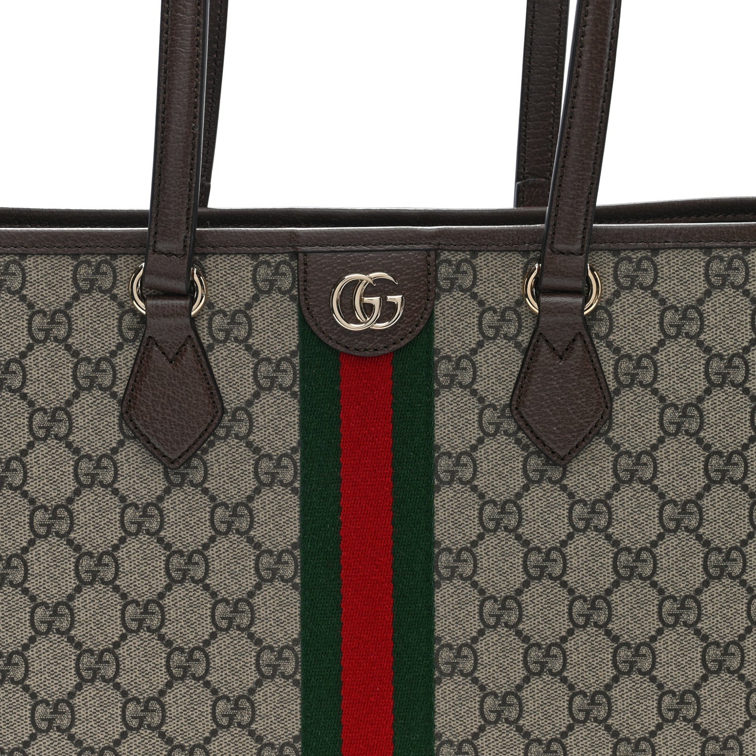 GG Supreme Monogram Textured Calfskin Web Small Ophidia Shoulder Tote Bag Beige Ebony New Acero