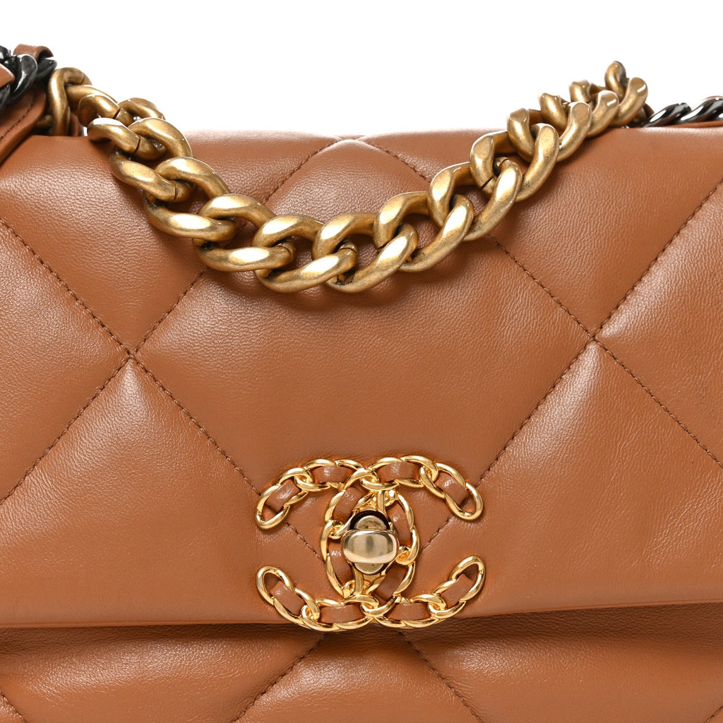 Lambskin Quilted Medium Chanel 19 Flap Brown