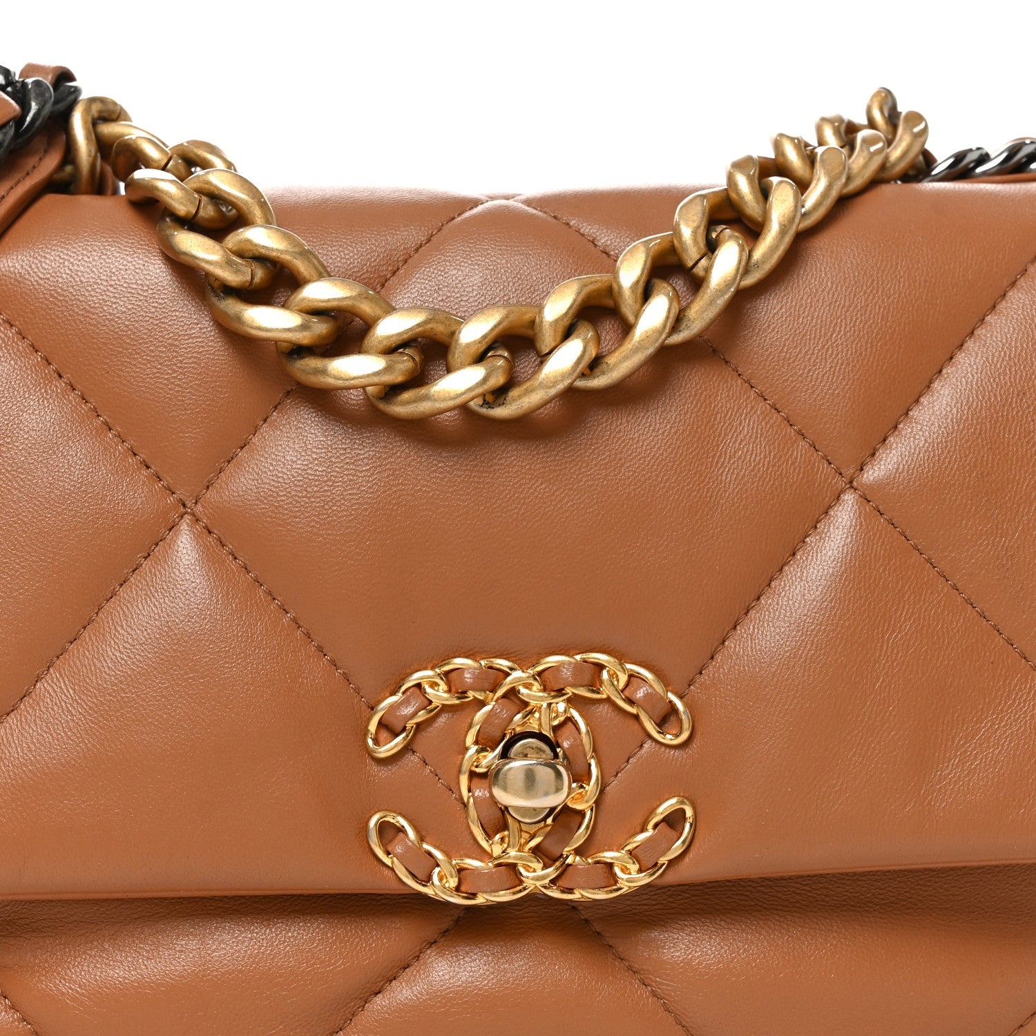 Lambskin Quilted Medium Chanel 19 Flap Brown