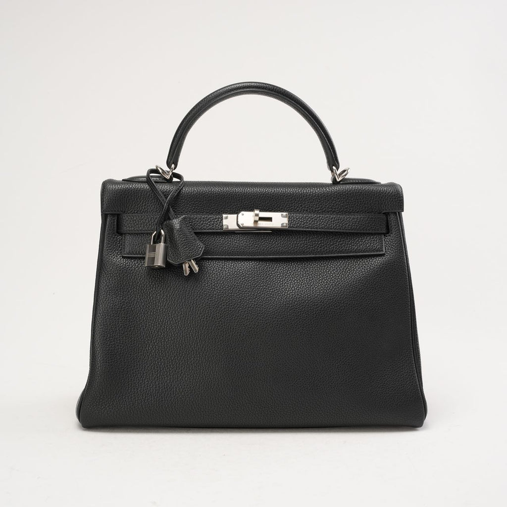 Hermes Vintage Sellier Kelly 32 Togo Black 2004